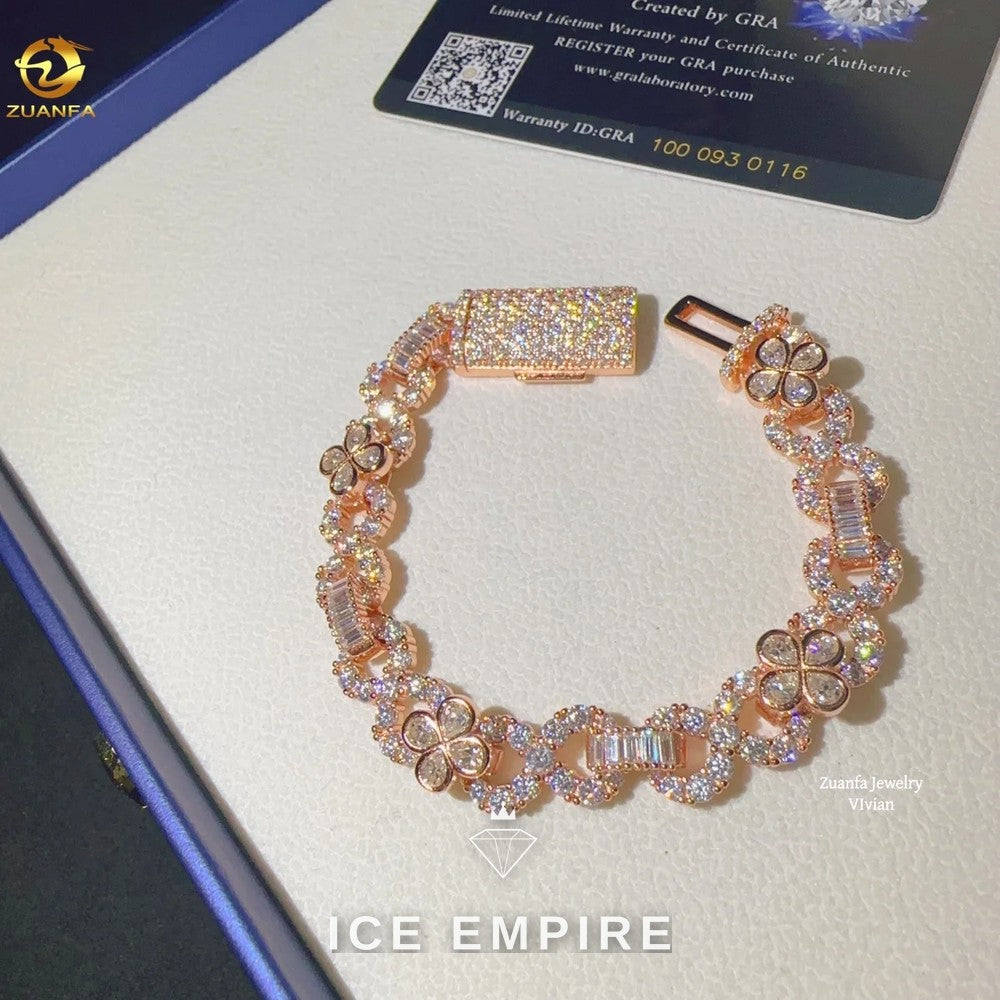 Iced Out Rose Gold Plated Moissanite Cuban Chain