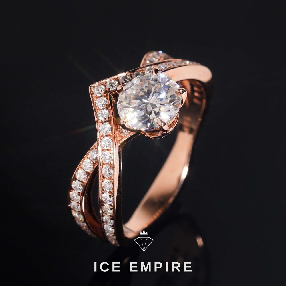 Iced Out 14K Gold Moissanite Wedding Band