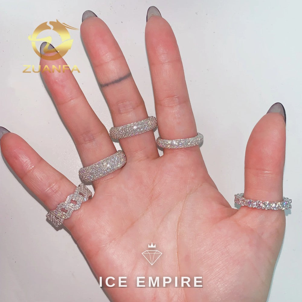 Iced Out 925 Silver Moissanite Ring