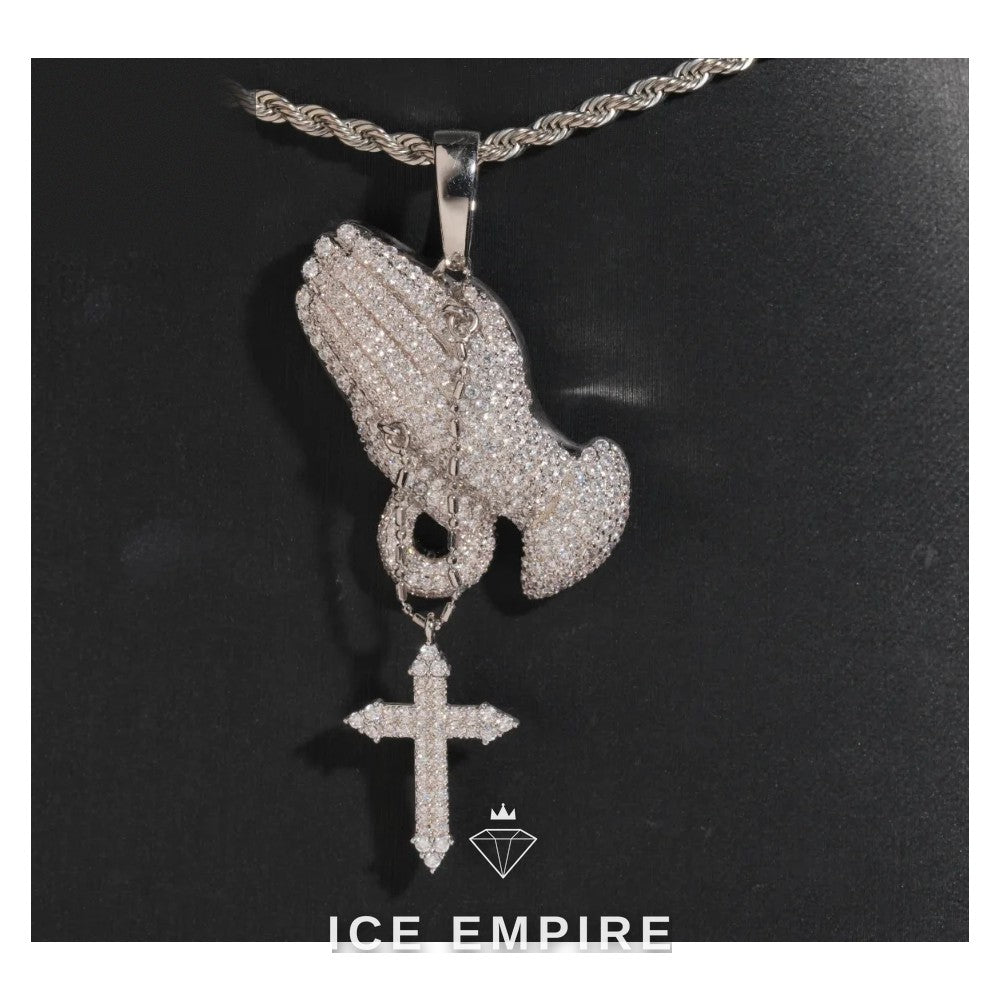 Iced Out Cross 925 Silver Pendant