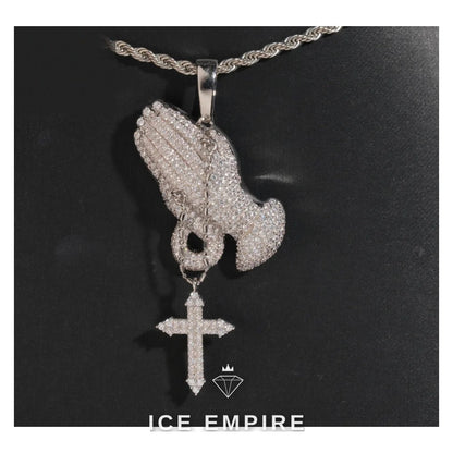 Iced Out Cross 925 Silver Pendant