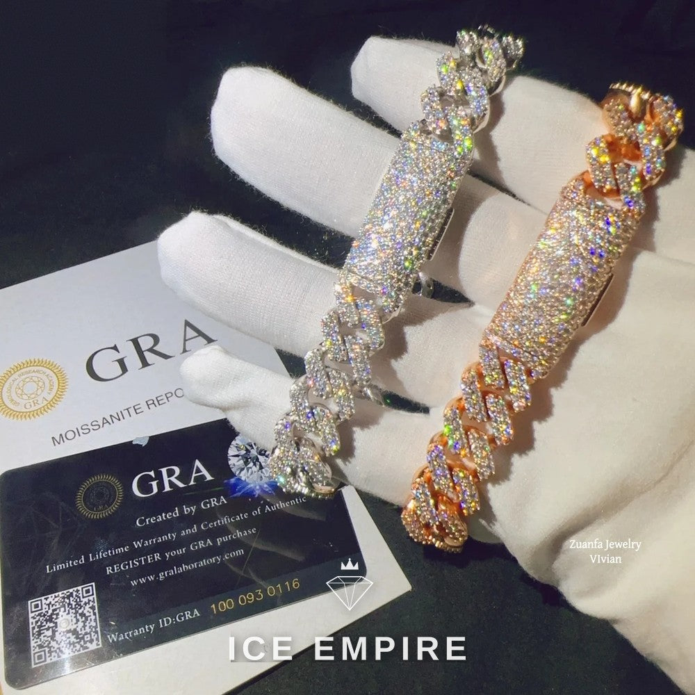 Iced Out Rose Gold Plated Moissanite Cuban Chain