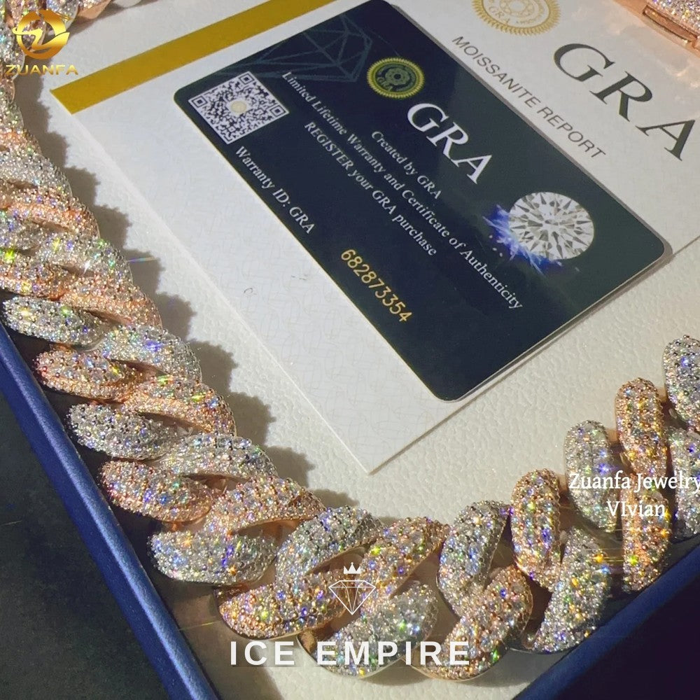 Iced Out Rose Gold Plated Moissanite Cuban Chain
