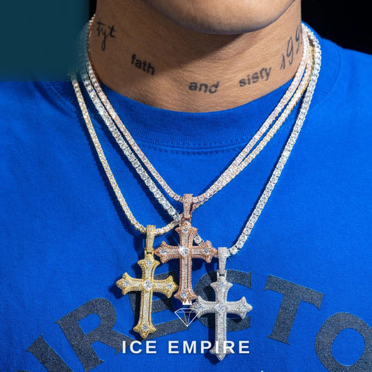 Iced Out Cross 925 Silver Moissanite Pendant