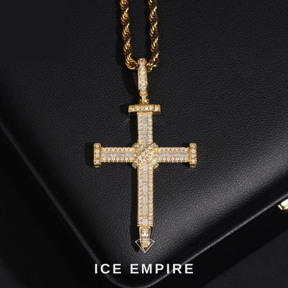 Iced Out Cross Rose Gold Plated Moissanite Pendant