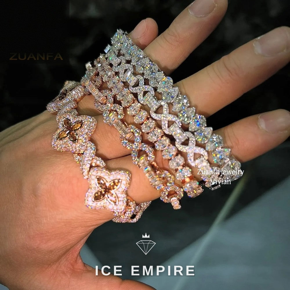 Iced Out 925 Silver Moissanite Tennis Chain
