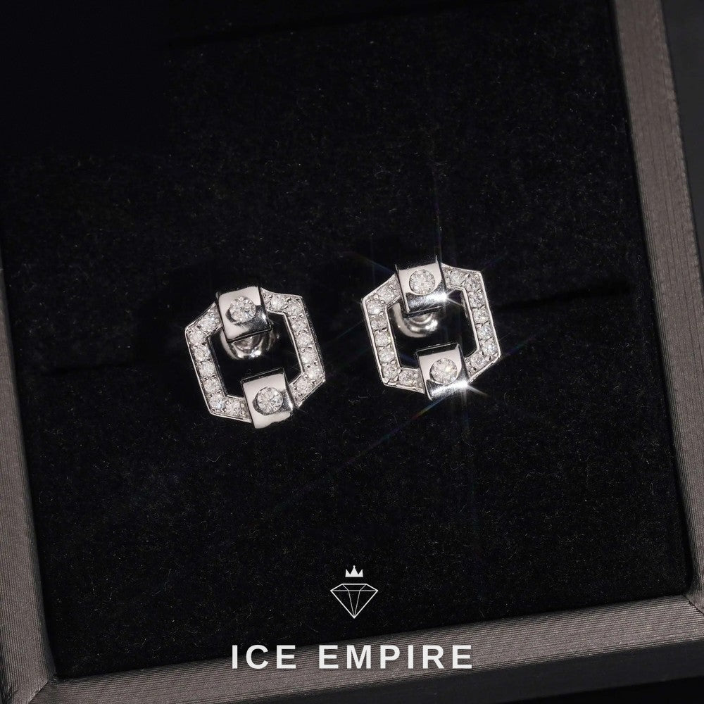 Iced Out 14K Gold Moissanite Stud Earrings