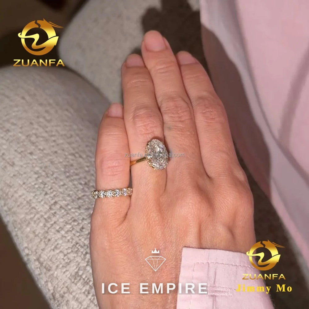 Iced Out 14K Gold Lab Grown Diamond Engagement Ring