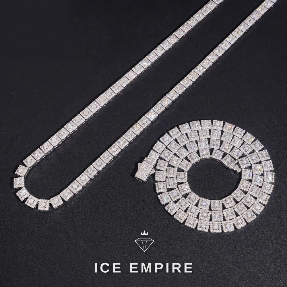 Iced Out 925 Silver Moissanite Tennis Chain