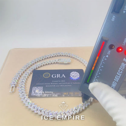 Iced Out 925 Silver Moissanite Cuban Chain