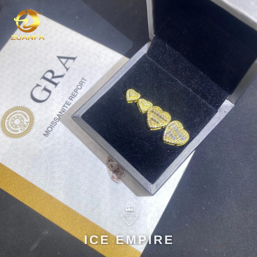 Iced Out Heart 925 Silver Moissanite Stud Earrings