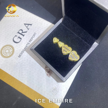 Iced Out Heart 925 Silver Moissanite Stud Earrings