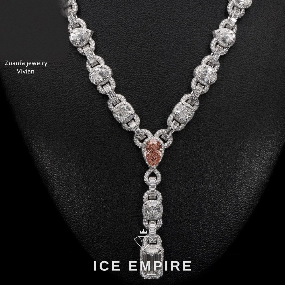 Iced Out Rose Gold Moissanite Cuban Chain