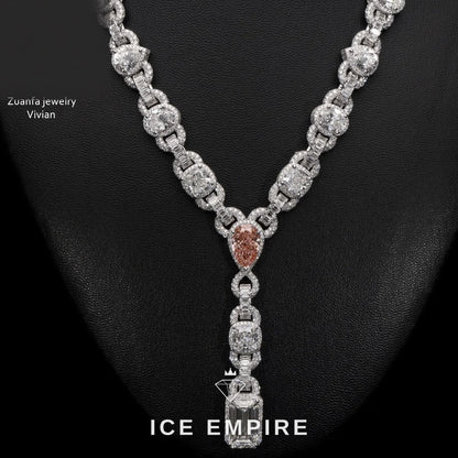 Iced Out Rose Gold Moissanite Cuban Chain