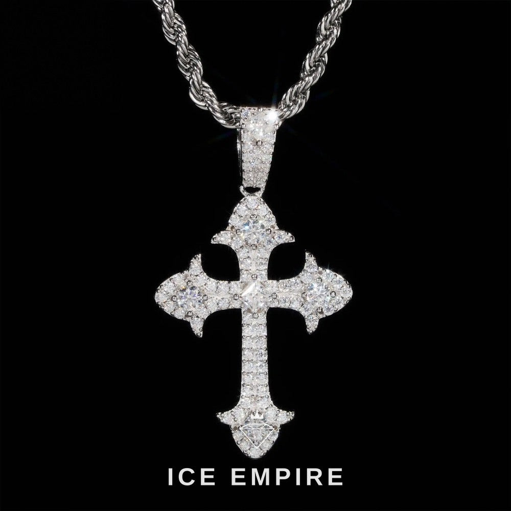 Iced Out Cross 925 Silver Moissanite Pendant