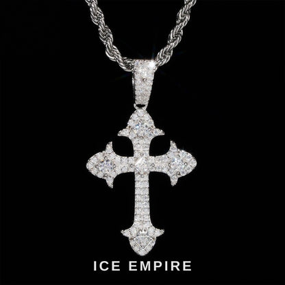 Iced Out Cross 925 Silver Moissanite Pendant