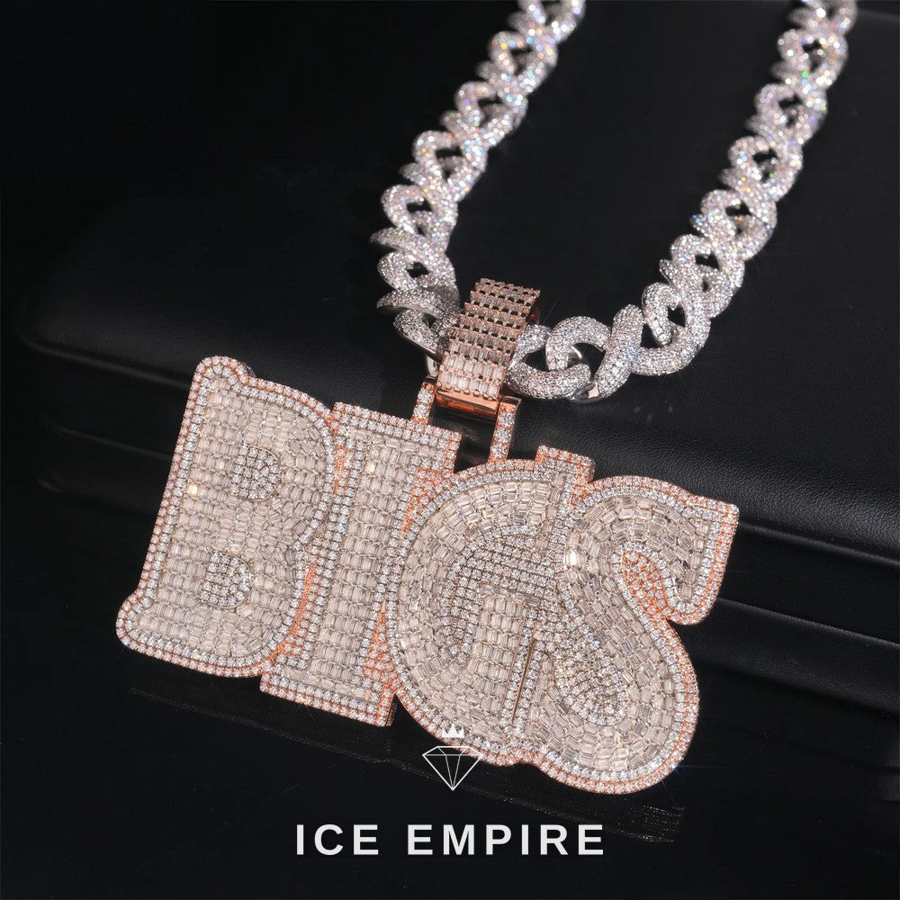 Iced Out Rose Gold Plated Moissanite Pendant