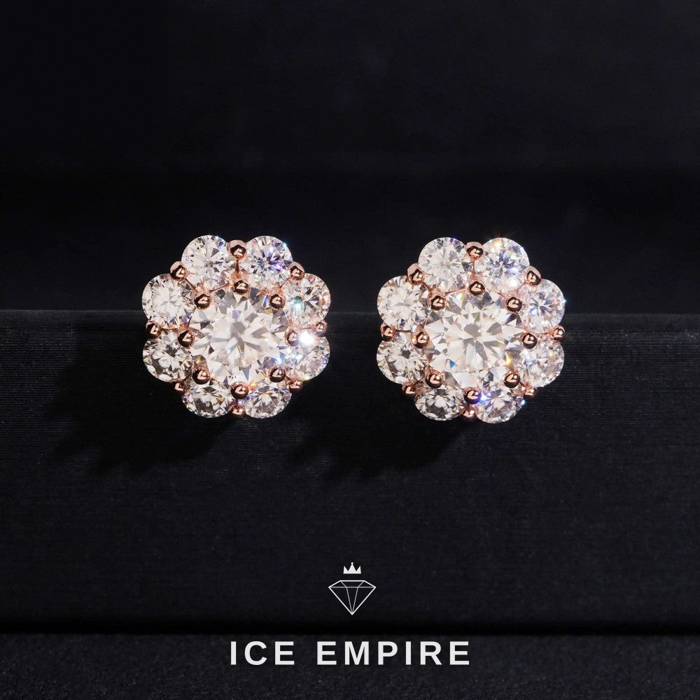 Iced Out 925 Silver Moissanite Stud Earrings