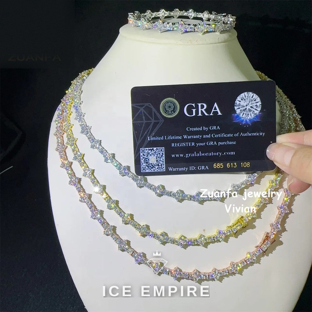 Iced Out Cross Rose Gold Plated Moissanite Cuban Chain