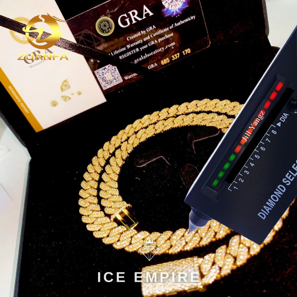 Iced Out Rose Gold Plated Moissanite Cuban Chain