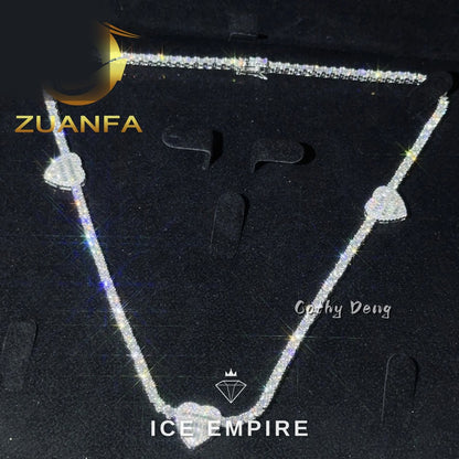 Iced Out Heart Rose Gold Plated Moissanite Cuban Chain
