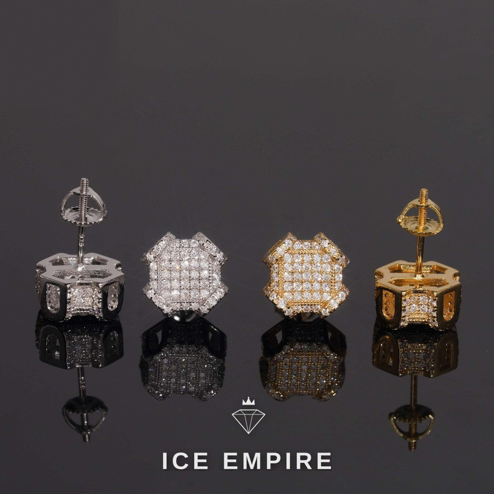 Iced Out 925 Silver Moissanite Stud Earrings