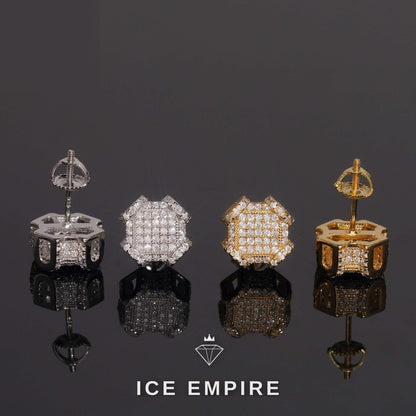 Iced Out 925 Silver Moissanite Stud Earrings