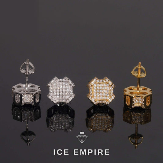 Iced Out 925 Silver Moissanite Stud Earrings
