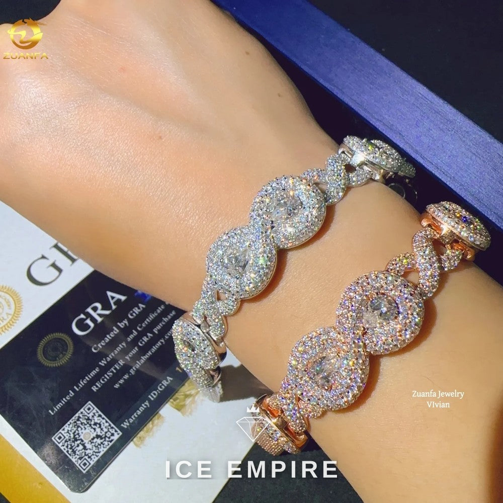 Iced Out Rose Gold Plated Moissanite Cuban Chain