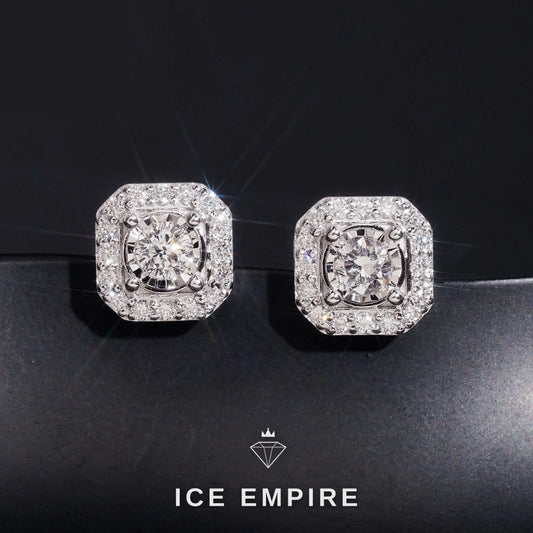 Iced Out Rose Gold Plated Lab Grown Diamond Stud Earrings