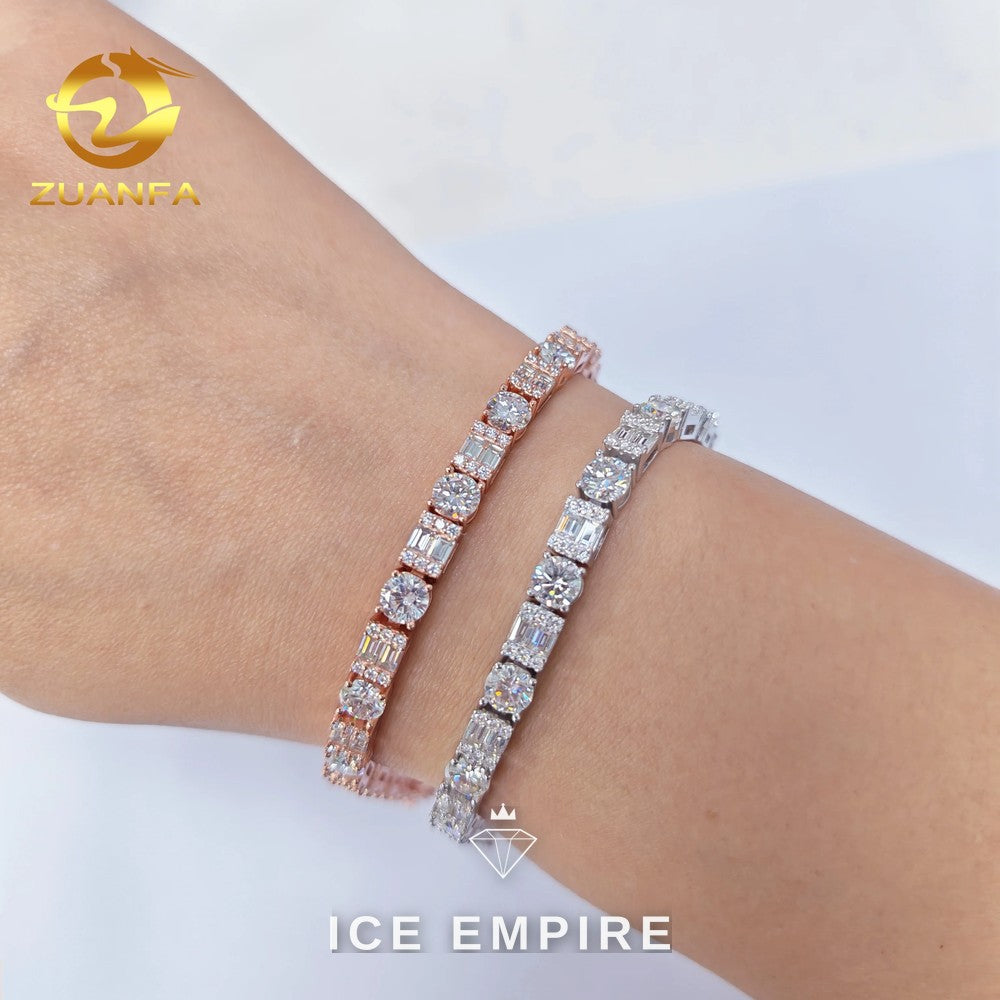 Iced Out Baguette Rose Gold Plated Moissanite Cuban Chain