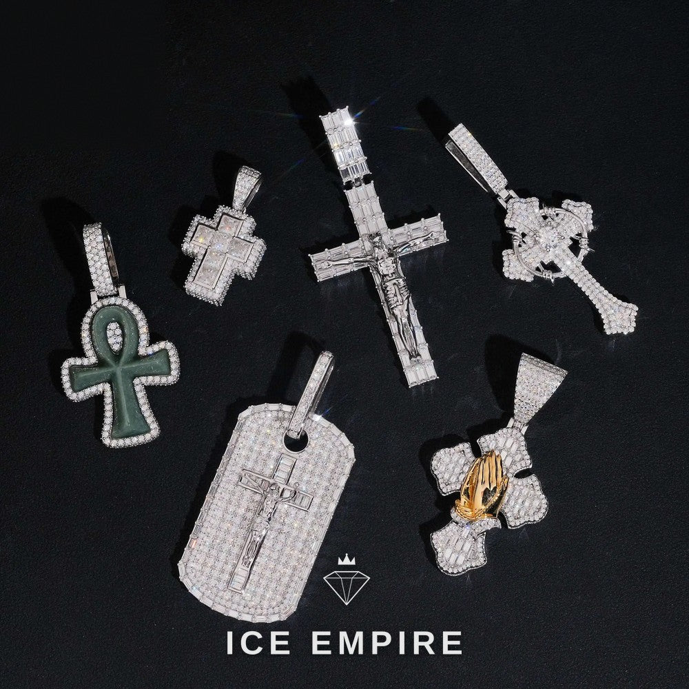 Iced Out Cross Gold Plated Moissanite Pendant