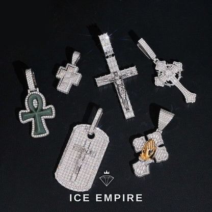 Iced Out Cross Gold Plated Moissanite Pendant