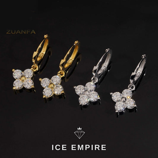 Iced Out 925 Silver Moissanite Hoop Earrings