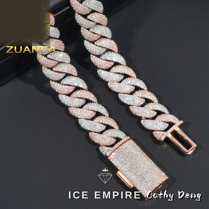 Iced Out Rose Gold Plated Moissanite Cuban Chain