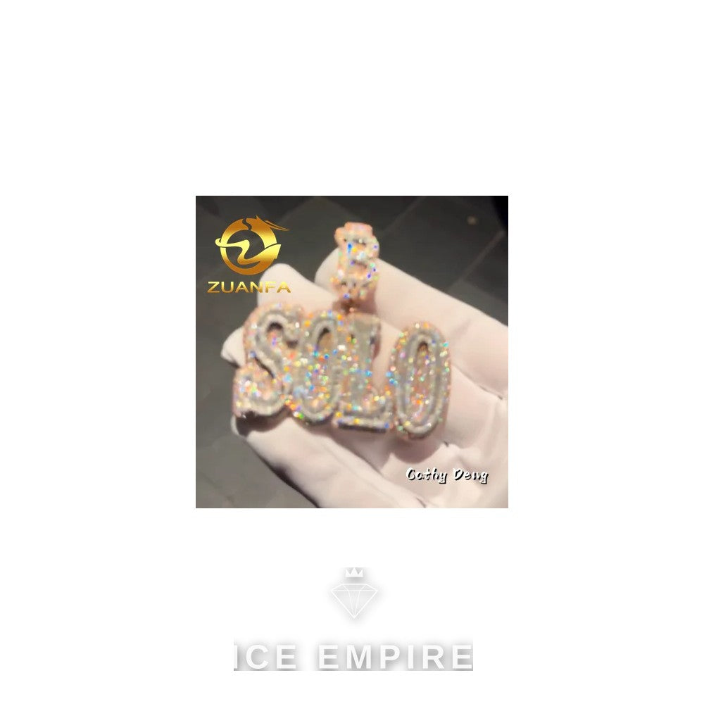 Iced Out Baguette Rose Gold Plated Moissanite Pendant