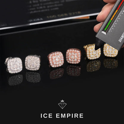 Iced Out 18K Gold Moissanite Stud Earrings