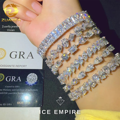 Iced Out 925 Silver Moissanite Tennis Chain