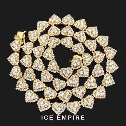 Iced Out Heart 925 Silver Moissanite Cuban Chain