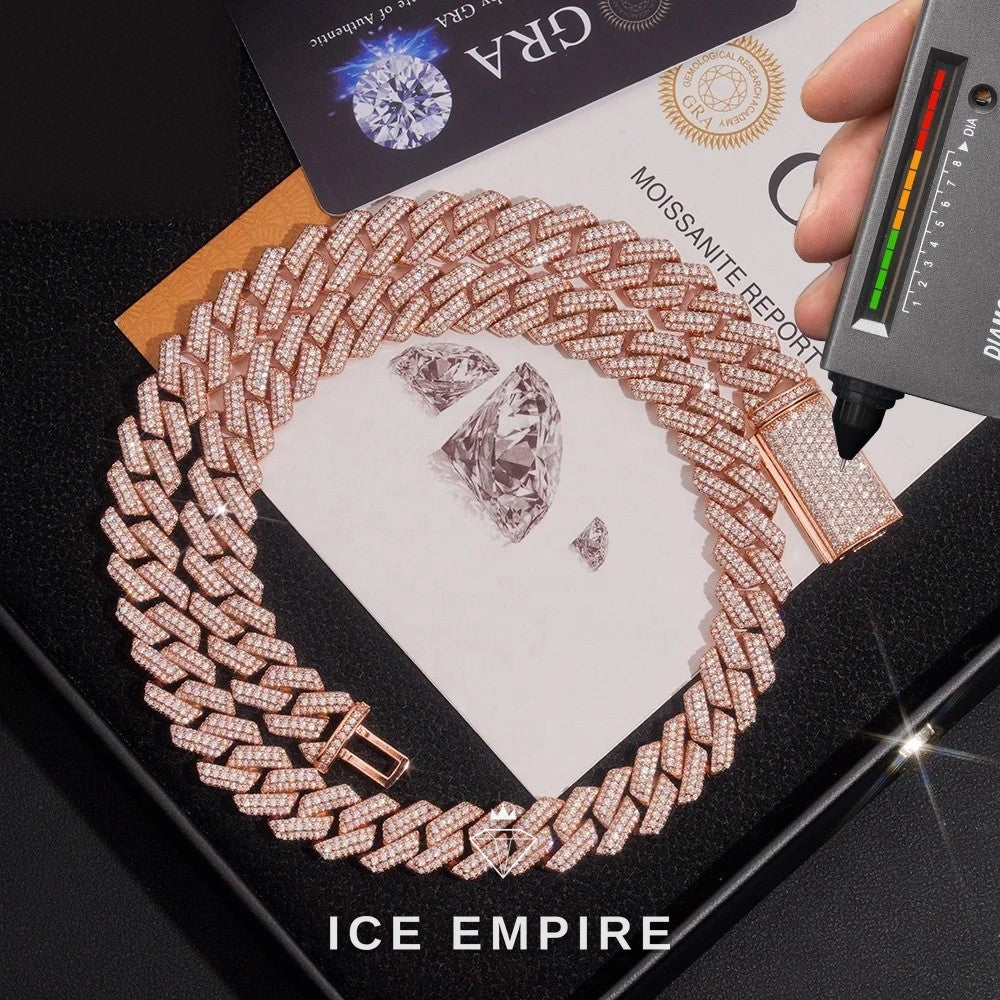 Iced Out Rose Gold Plated Moissanite Cuban Chain