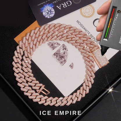 Iced Out Rose Gold Plated Moissanite Cuban Chain