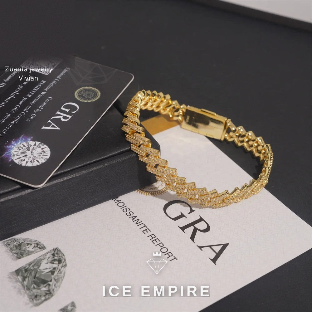 Iced Out Gold Plated Moissanite Cuban Chain