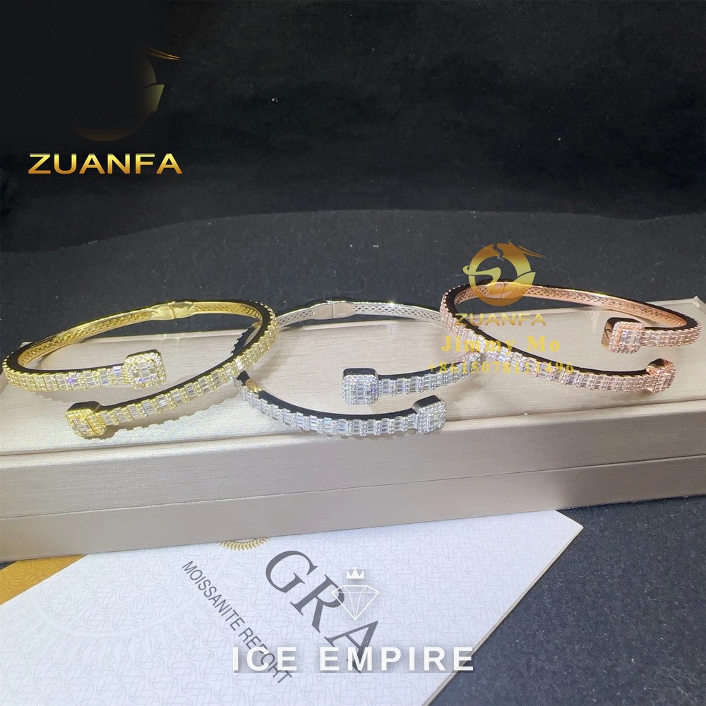 Iced Out Baguette Rose Gold Plated Moissanite Bracelet