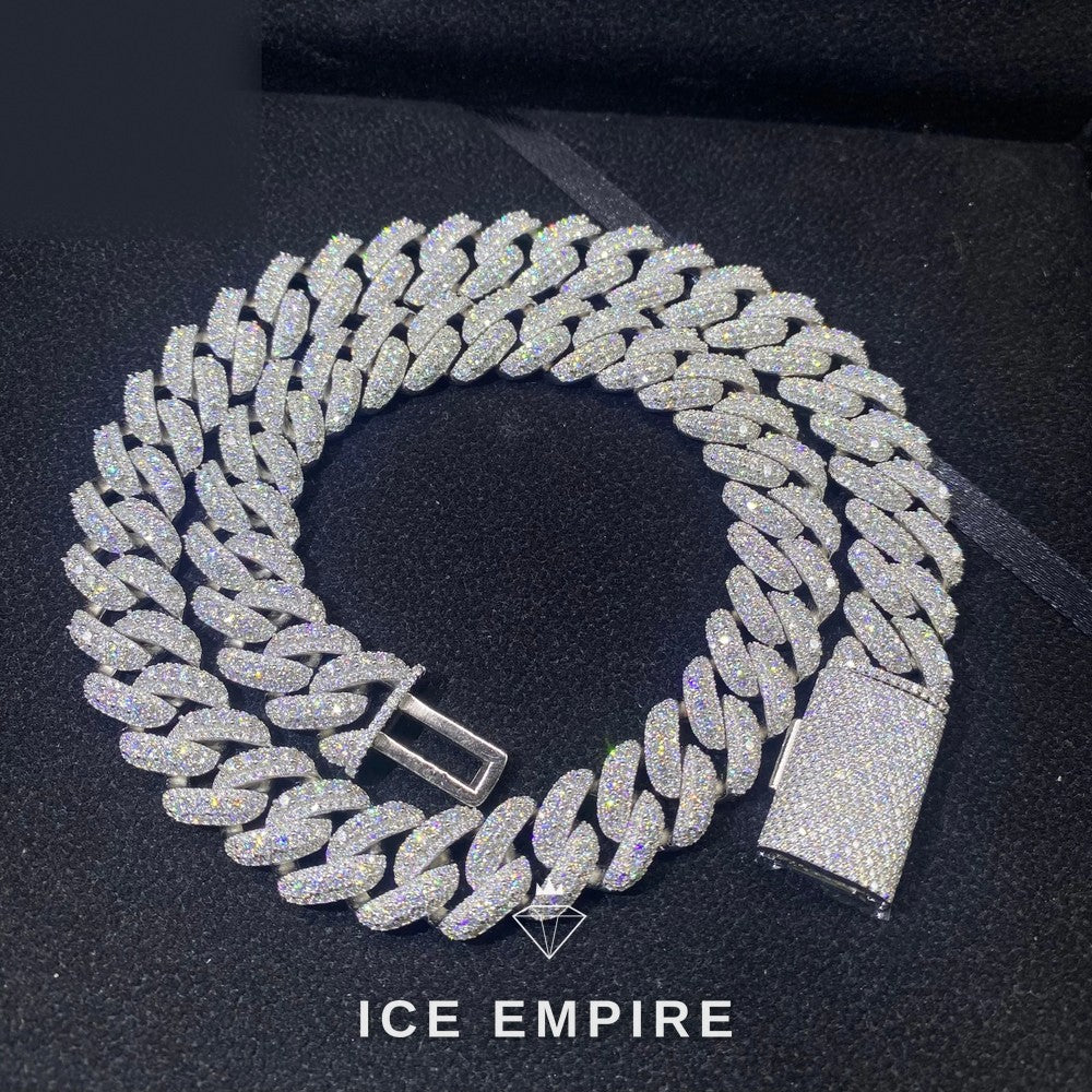 Iced Out Rose Gold Moissanite Cuban Chain