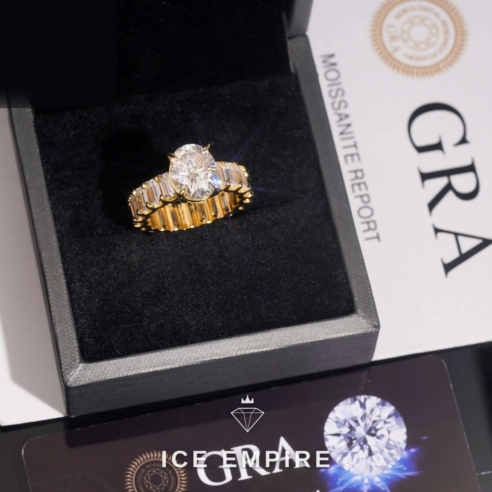 Iced Out Gold Plated Moissanite Wedding Band