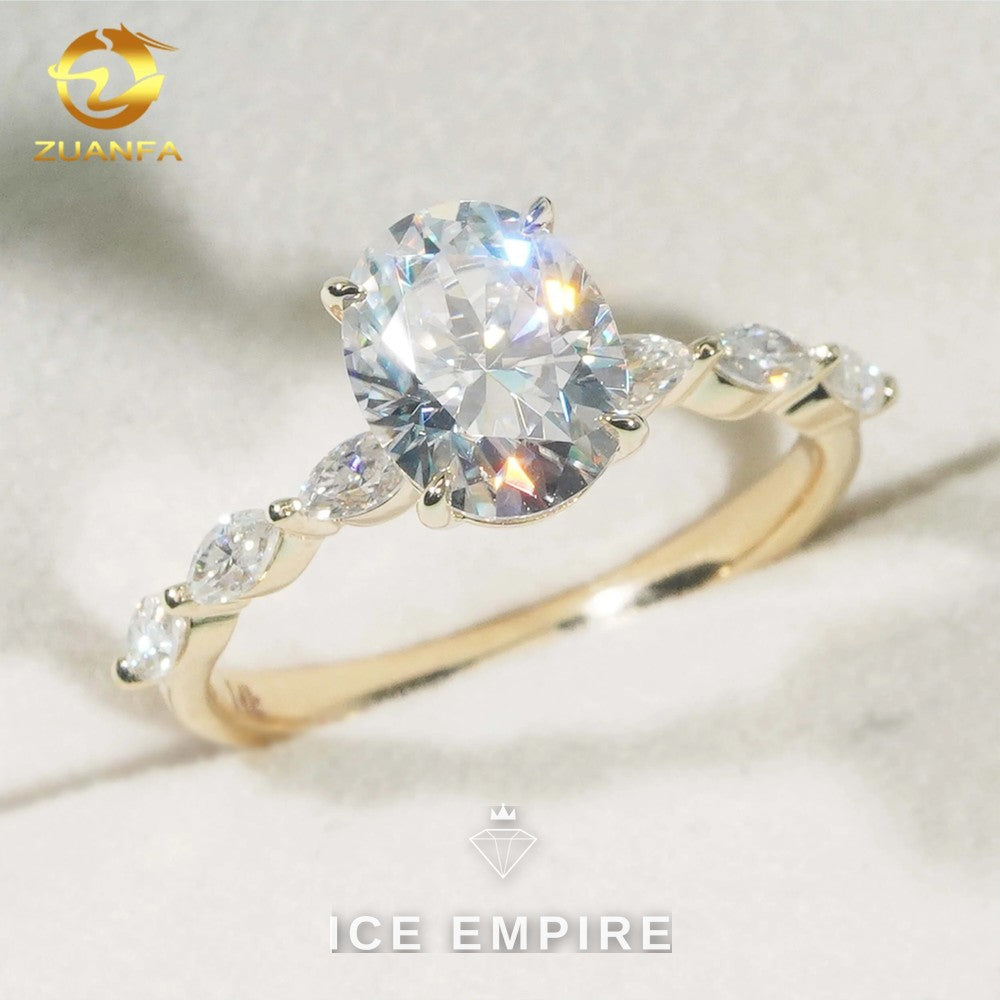 Iced Out 14K Gold Moissanite Engagement Ring