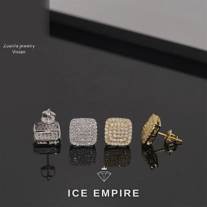 Iced Out 925 Silver Moissanite Earrings