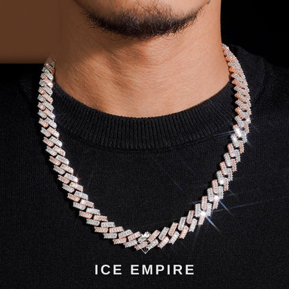 Iced Out Baguette Rose Gold Plated Moissanite Cuban Chain