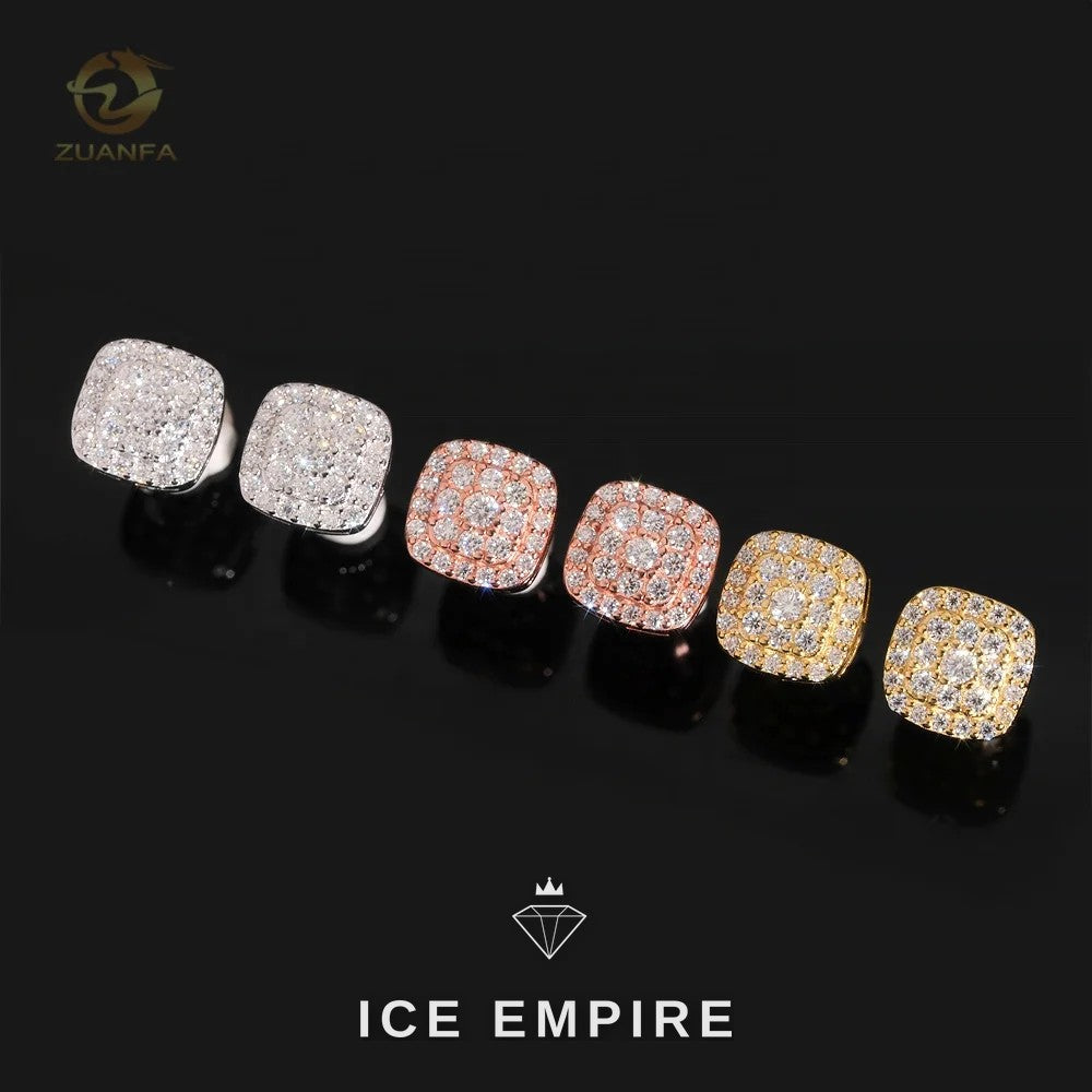 Iced Out 18K Gold Moissanite Stud Earrings