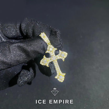 Iced Out Cross Rose Gold Plated Moissanite Pendant